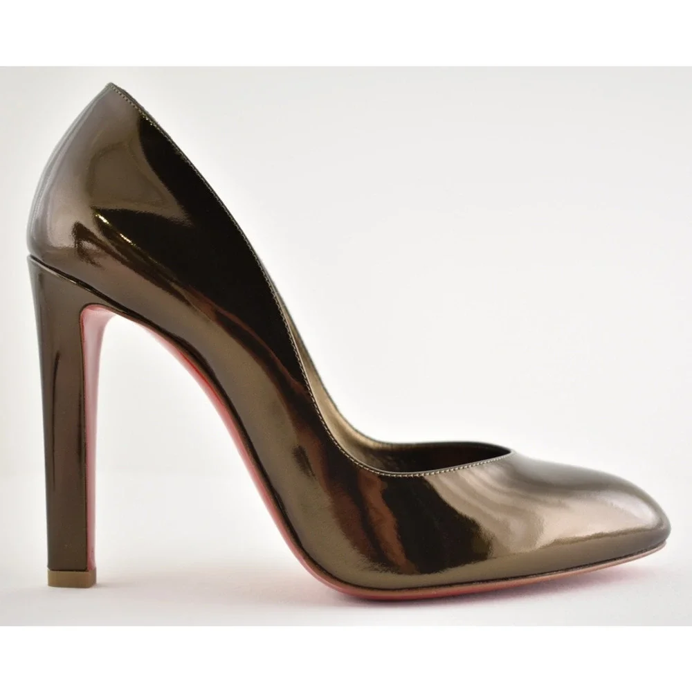 Christian Louboutin Fannylove 100 Bronzo Brown Metallic Leather Heel Pump 40